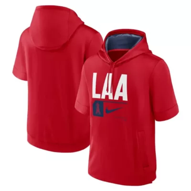 MLB Nike Los Angeles Angels Tri Code Lockup Short Sleeve Pullover Hoodie