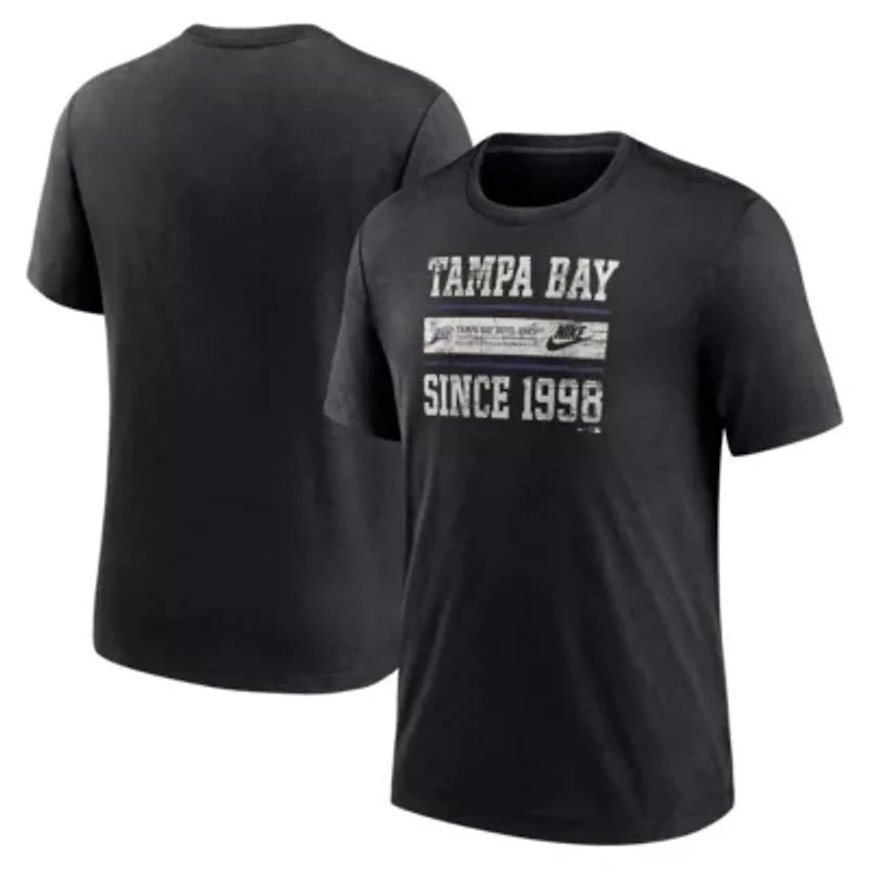 MLB Nike Tampa Bay Rays Cooperstown Collection Local Stack Tri-Blend T-Shirt