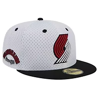 NBA White/Black Portland Trail Blazers Throwback 2Tone 59FIFTY Fitted Hat