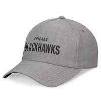 NHL Fanatics Heather Chicago Blackhawks Elements A-Frame Leather Strapback Hat