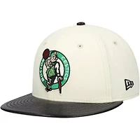 NBA White/Black Boston Celtics Faux Leather Visor Two-Tone 59FIFTY Fitted Hat