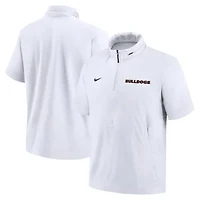 NCAA Nike Georgia Bulldogs 2024 Sideline Coach Short Sleeve Half-Zip Hoodie Jacket