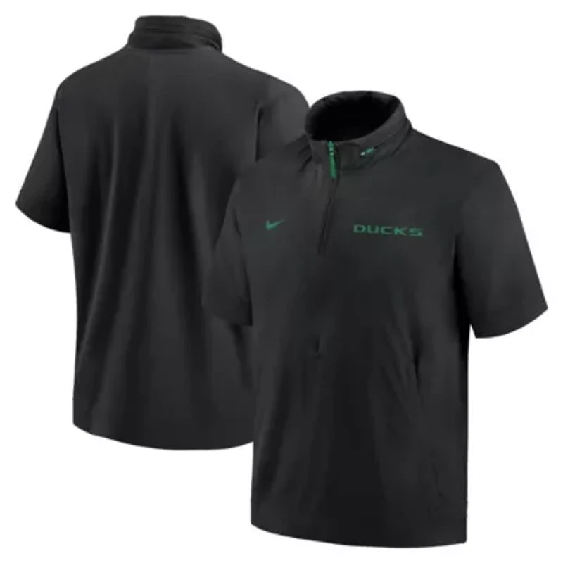 NCAA Nike Oregon Ducks 2024 Sideline Coach Short Sleeve Half-Zip Hoodie Jacket