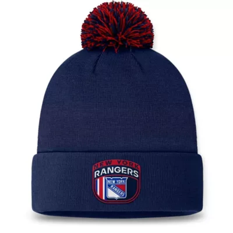 NHL Fanatics New York Rangers 2024 NHL Draft Cuffed Knit Hat with Pom