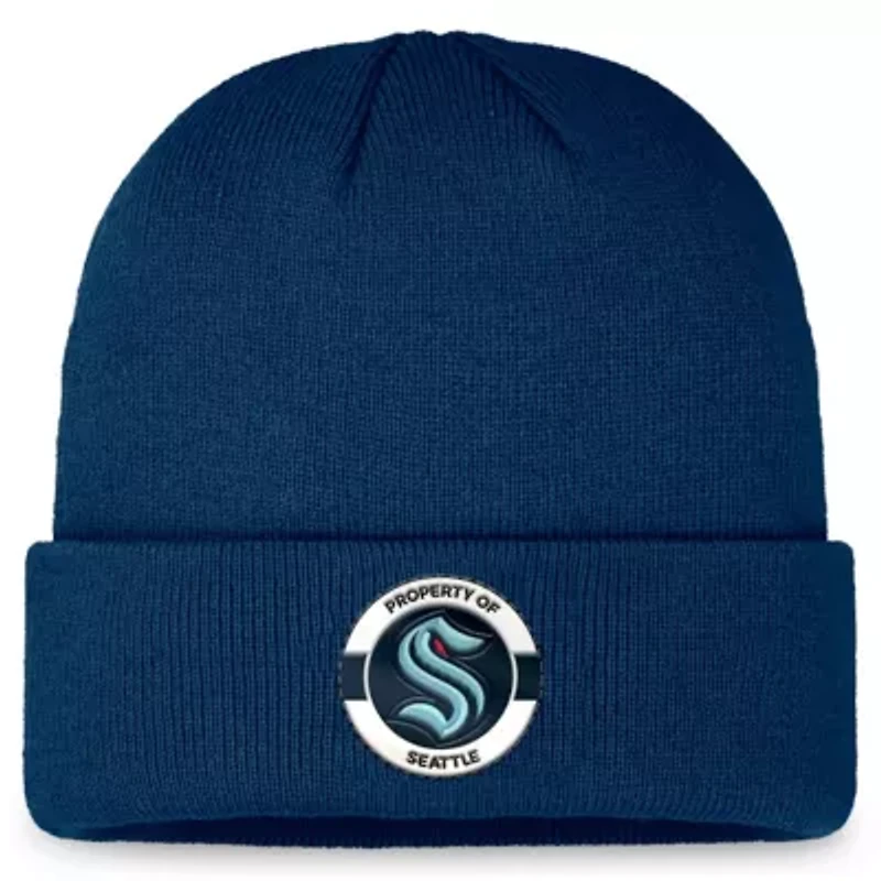 NHL Fanatics Deep Sea Seattle Kraken Authentic Pro Training Camp Cuffed Knit Hat