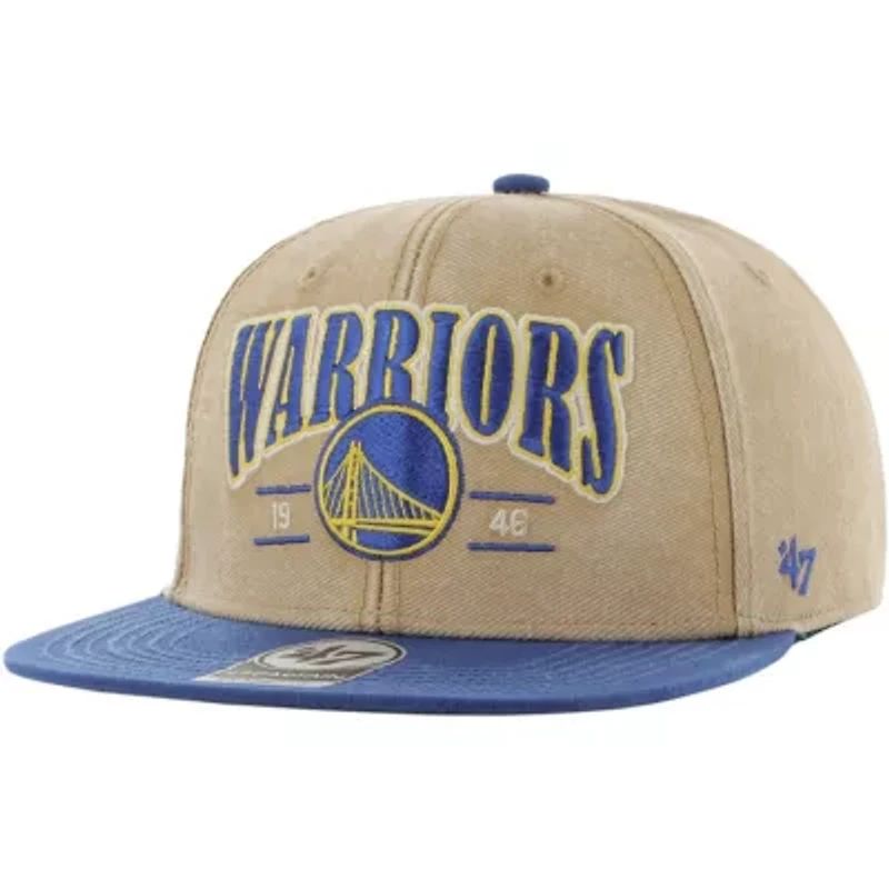 NBA Khaki/Royal Golden State Warriors Chilmark Captain Snapback Hat