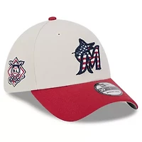 MLB Khaki/Red Miami Marlins 2024 Fourth of July 39THIRTY Flex Hat