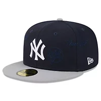 MLB Navy/Gray New York Yankees Multi Logo 59FIFTY Fitted Hat