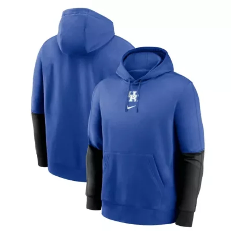 NCAA Nike Royal/Anthracite Kentucky Wildcats 2024 Sideline Club Pullover Hoodie