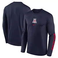 NCAA Nike Arizona Wildcats Primetime Two-Hit Legend Dri-FIT Long Sleeve T-Shirt