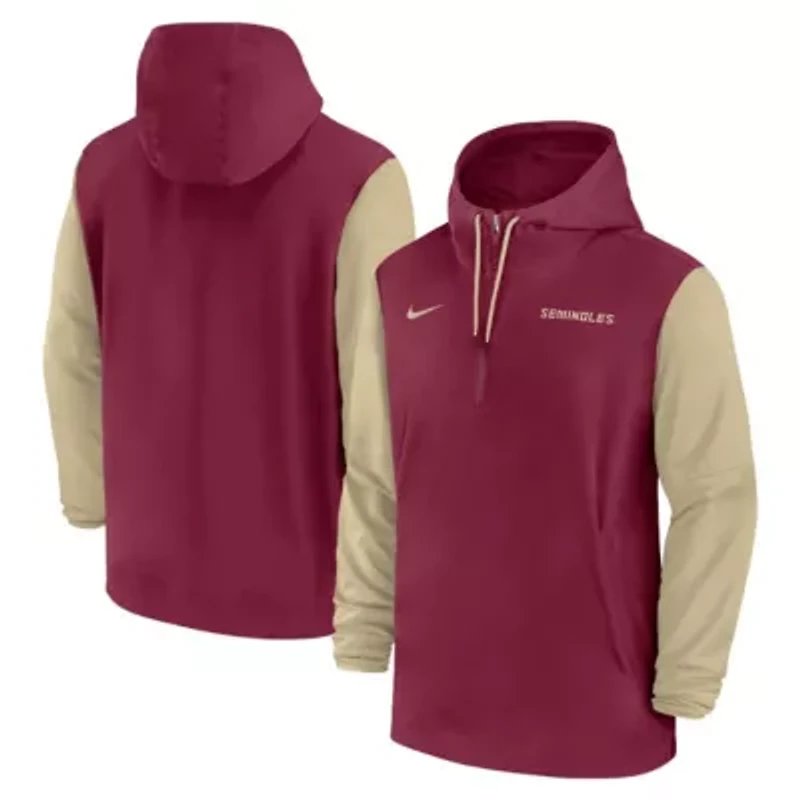 NCAA Nike Florida State Seminoles 2024 Sideline Pregame Player Half-Zip Hoodie