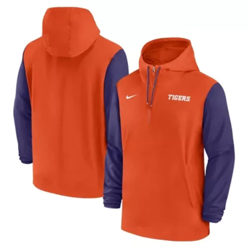 NCAA Nike Clemson Tigers 2024 Sideline Pregame Player Half-Zip Hoodie