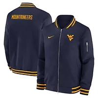 NCAA Nike West Virginia Mountaineers 2024 Sideline Relaxed Full-Zip Bomber Jacket
