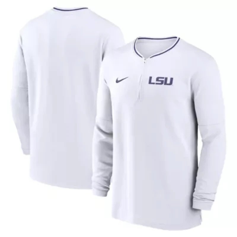 NCAA Nike LSU Tigers 2024 Sideline Coach Performance Half-Zip Long Sleeve Top