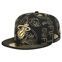 NBA Miami Heat 59FIFTY Day Allover Print Stencil Fitted Hat