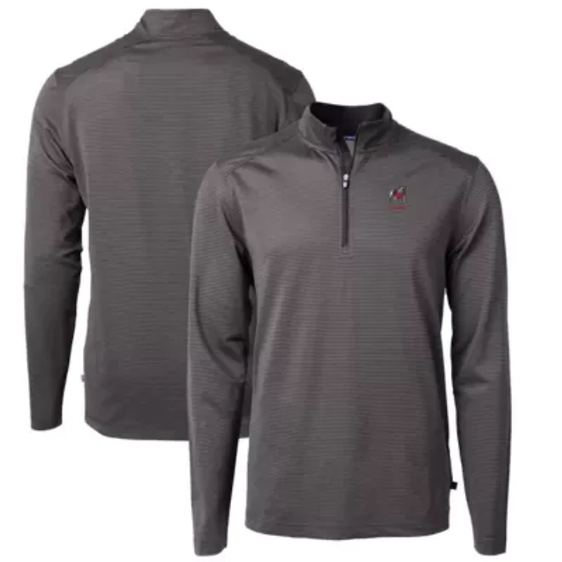 NCAA Georgia Bulldogs Alumni Logo Virtue DryTec Eco Pique Micro Stripe Recycled Quarter-Zip Top