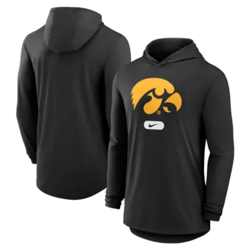 NCAA Nike Iowa Hawkeyes Primetime Tri-Blend Dri-FIT Long Sleeve Hoodie T-Shirt