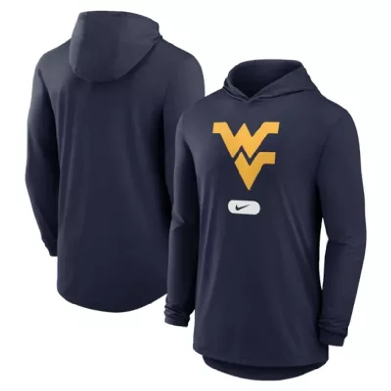 NCAA Nike West Virginia Mountaineers Primetime Tri-Blend Dri-FIT Long Sleeve Hoodie T-Shirt