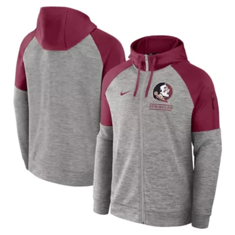 NCAA Nike Florida State Seminoles Fitness Raglan Performance Full-Zip Hoodie