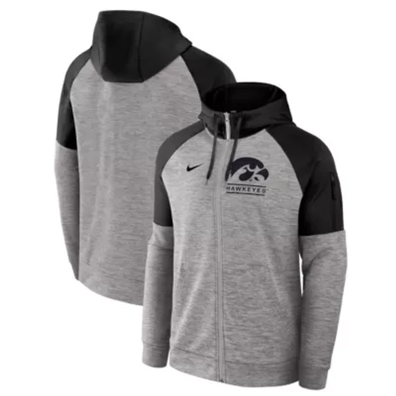 NCAA Nike Iowa Hawkeyes Fitness Raglan Performance Full-Zip Hoodie