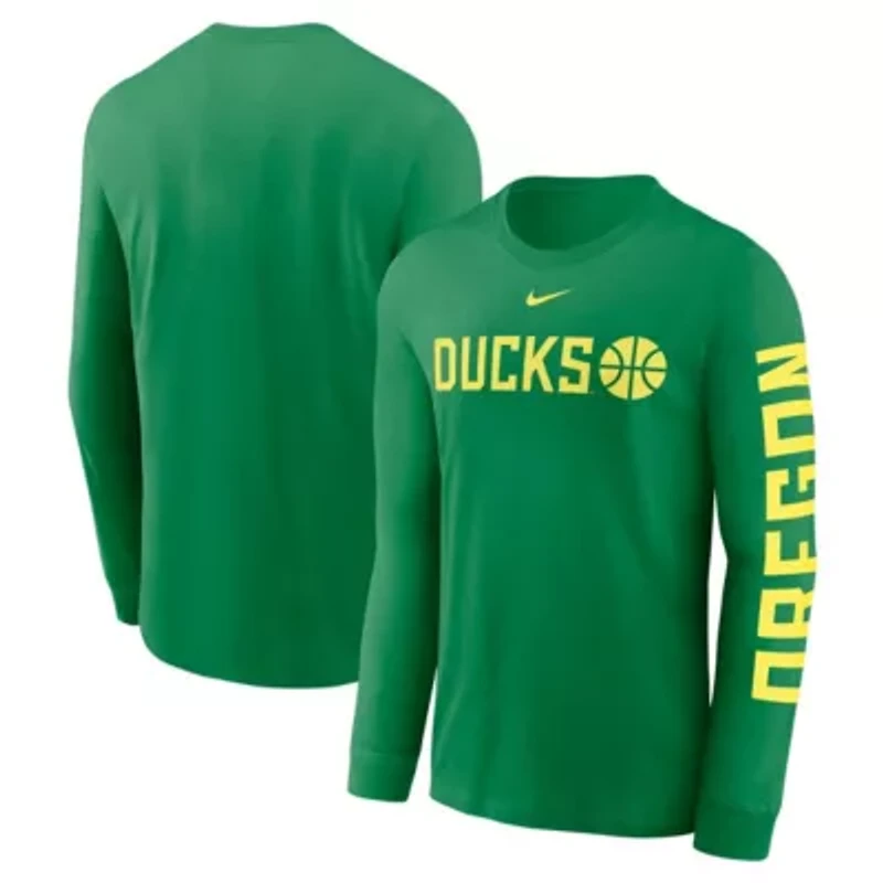 NCAA Nike Oregon Ducks Basketball Icon Two-Hit Long Sleeve T-Shirt