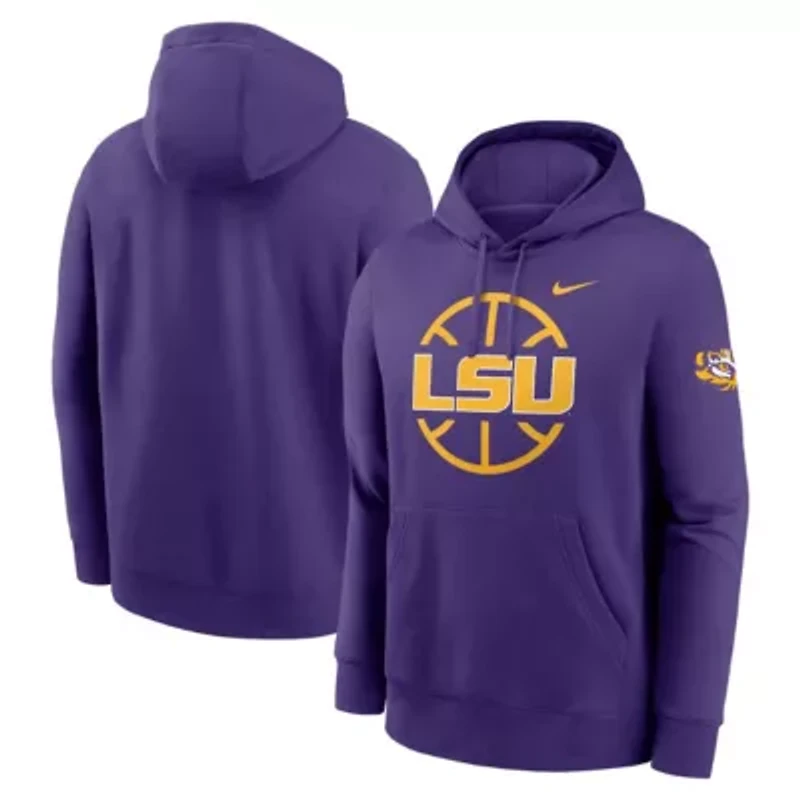 NCAA Nike LSU Tigers Basketball Icon Club Fleece Pullover Hoodie