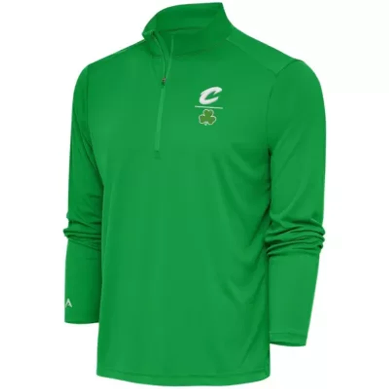 NBA Kelly Cleveland Cavaliers Shamrock Tribute Quarter-Zip Pullover Top