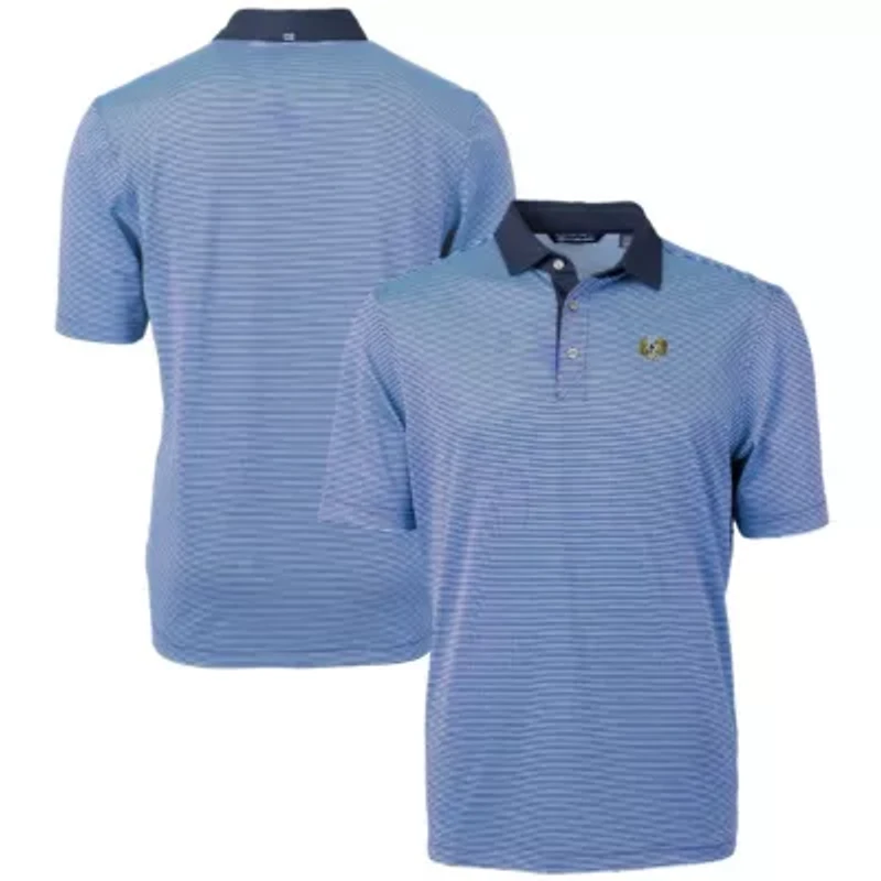 NCAA Carolina Blue/Navy North Tar Heels Vault DryTec Virtue Eco Pique Micro Stripe Recycled Polo