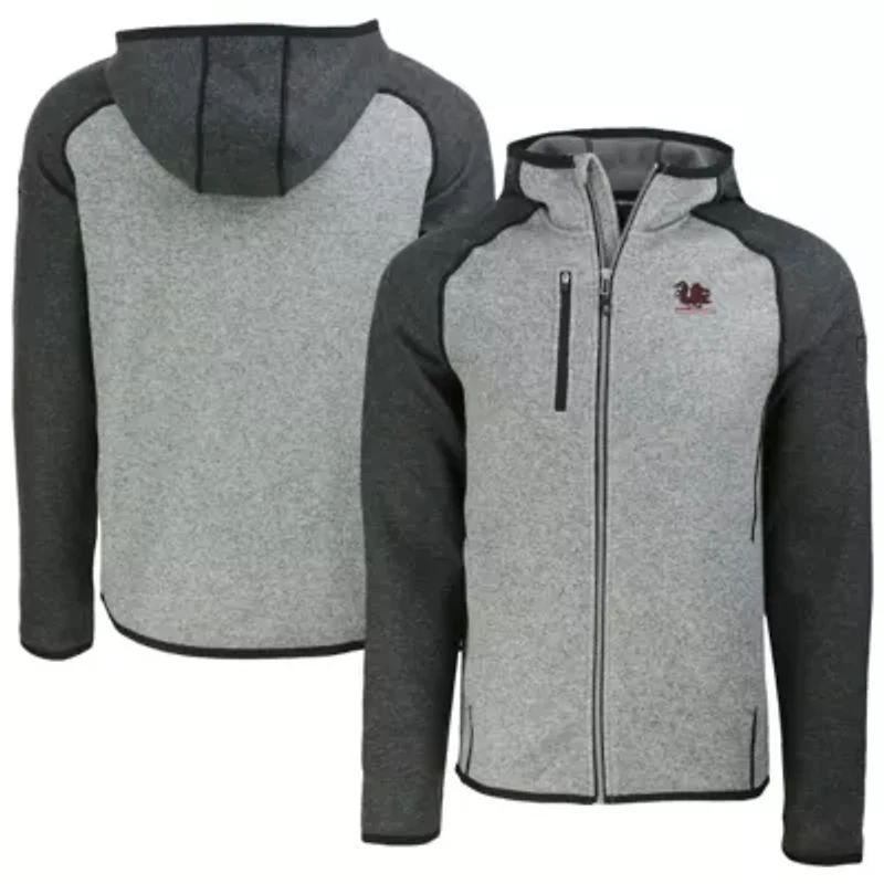 NCAA Heather Gray/Heather South Carolina Gamecocks Vault Mainsail Full-Zip Raglan Hooded Jacket