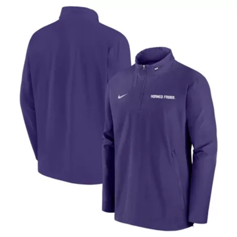 NCAA Nike TCU Horned Frogs 2024 Sideline Coach Quarter-Zip Hoodie Jacket