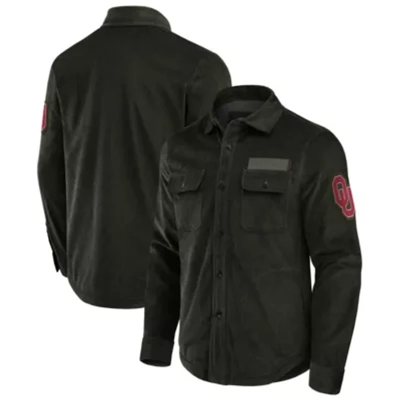 NCAA Oklahoma Sooners Corduroy Full-Button Shacket