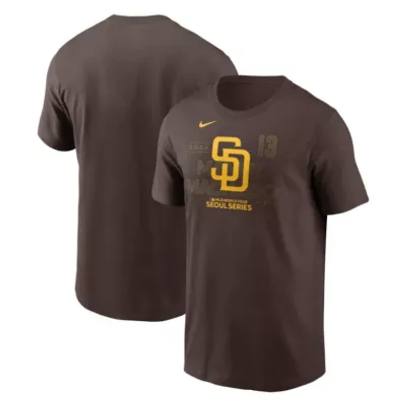 MLB Nike Manny Machado San Diego Padres 2024 World Tour Seoul Series Player Name & Number Event Stack T-Shirt