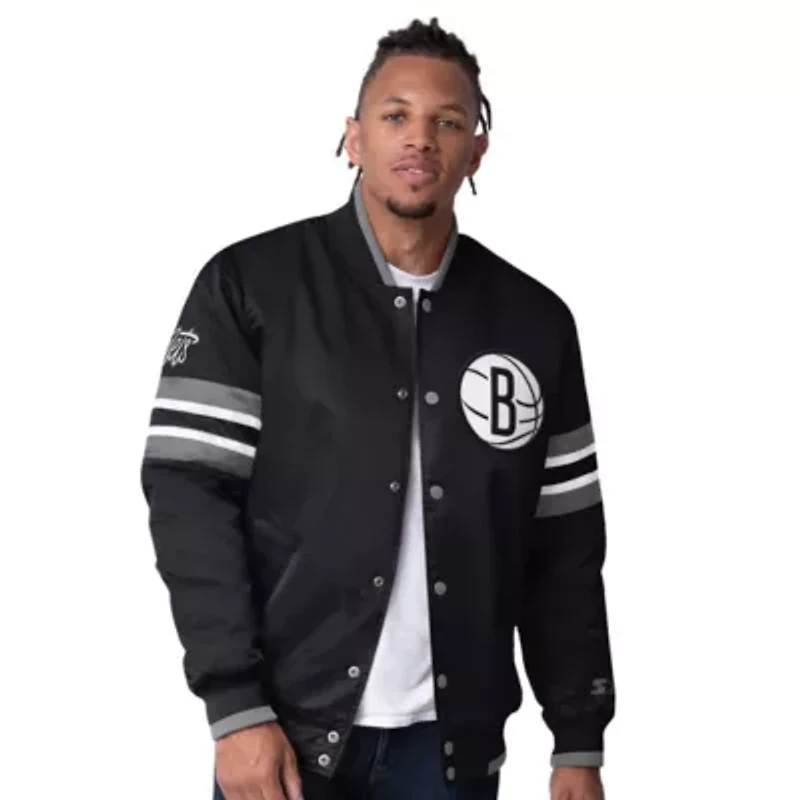 NBA Brooklyn Nets Scout Varsity Satin Full-Snap Jacket