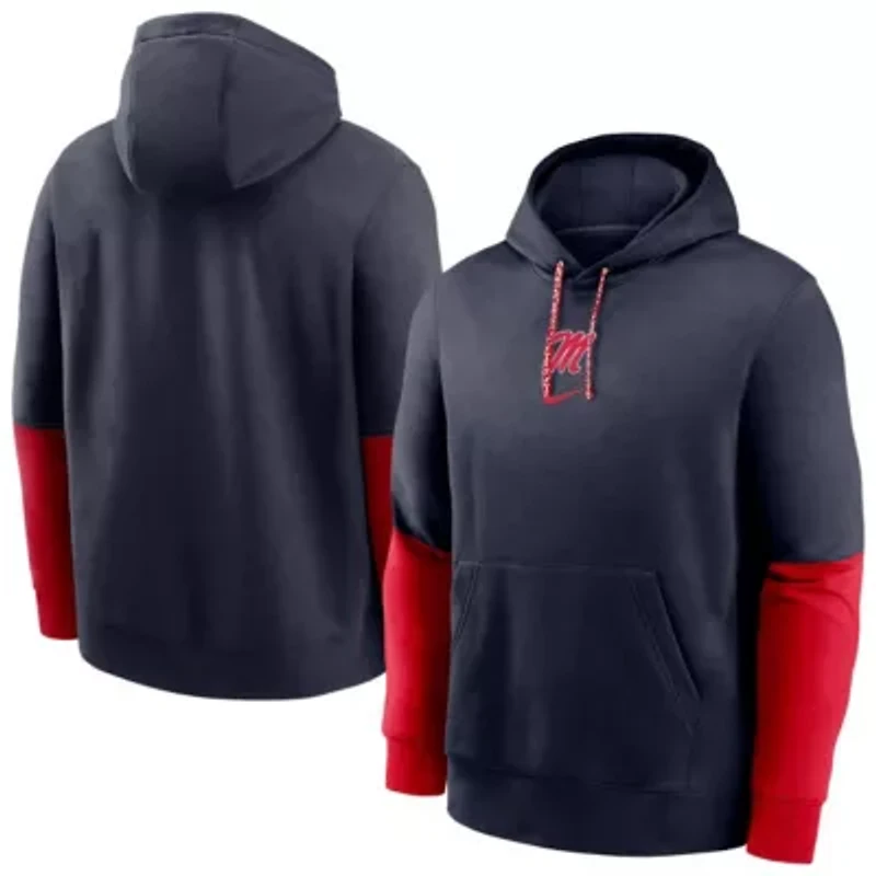 NCAA Nike Ole Miss Rebels 2024 Sideline Club Fleece Pullover Hoodie