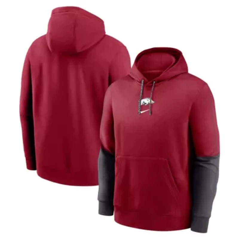 NCAA Nike Arkansas Razorbacks 2024 Sideline Club Fleece Pullover Hoodie