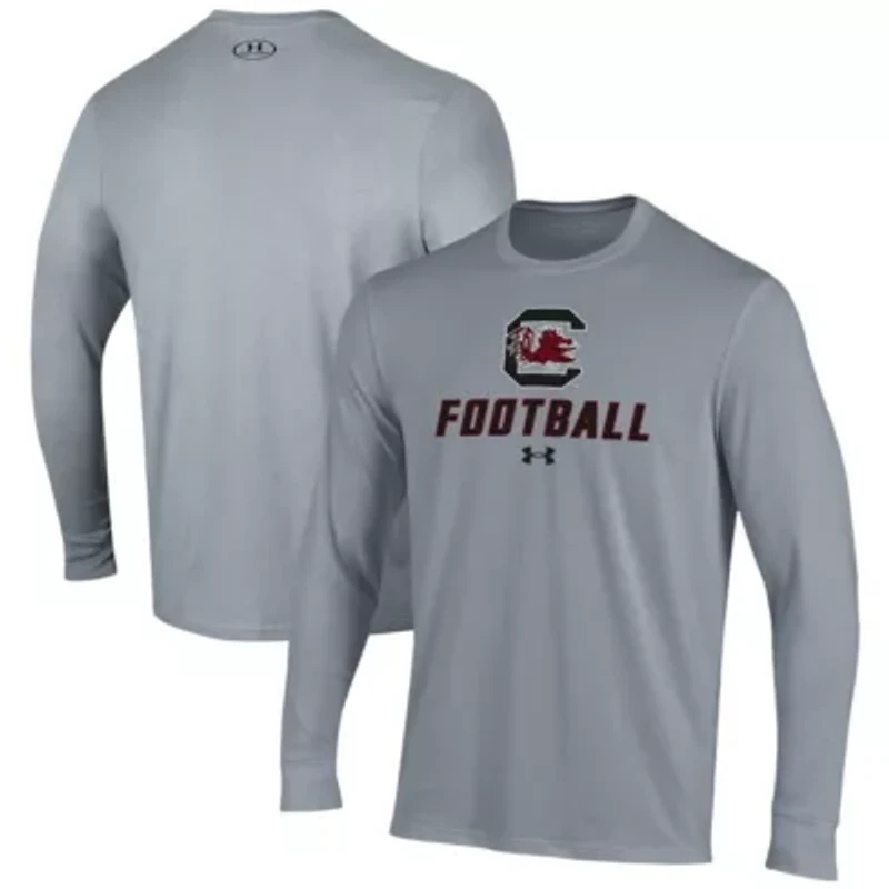 NCAA Under Armour Grey South Carolina Gamecocks Football Performance Long Sleeve T-Shirt