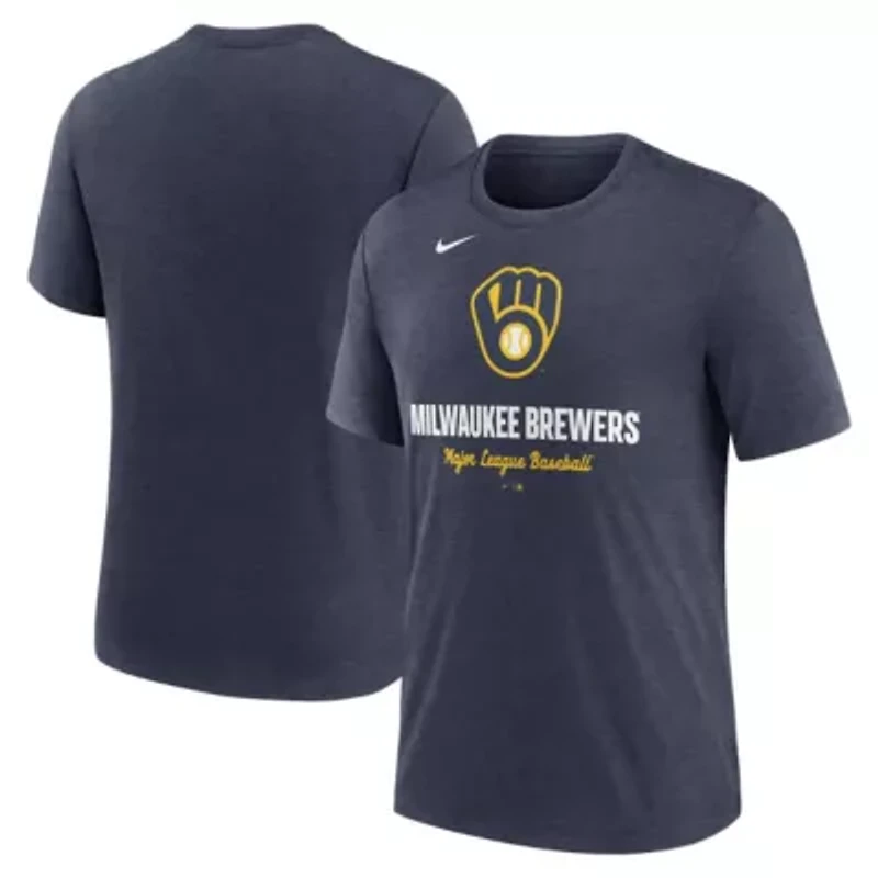 MLB Nike Milwaukee Brewers Logo Tri-Blend T-Shirt