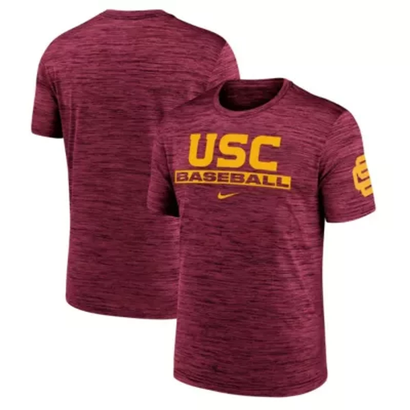 NCAA Nike USC Trojans Velocity Baseball Wordmark Stack Dri-FIT T-Shirt