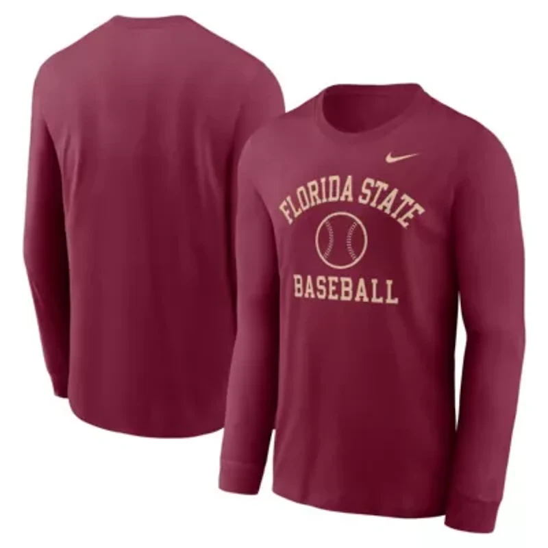 NCAA Nike Florida State Seminoles Essential Baseball Arch Long Sleeve T-Shirt