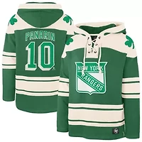 NHL Artemi Panarin Kelly New York Rangers St. Patrick's Day Player Name & Number Lacer Pullover Hoodie