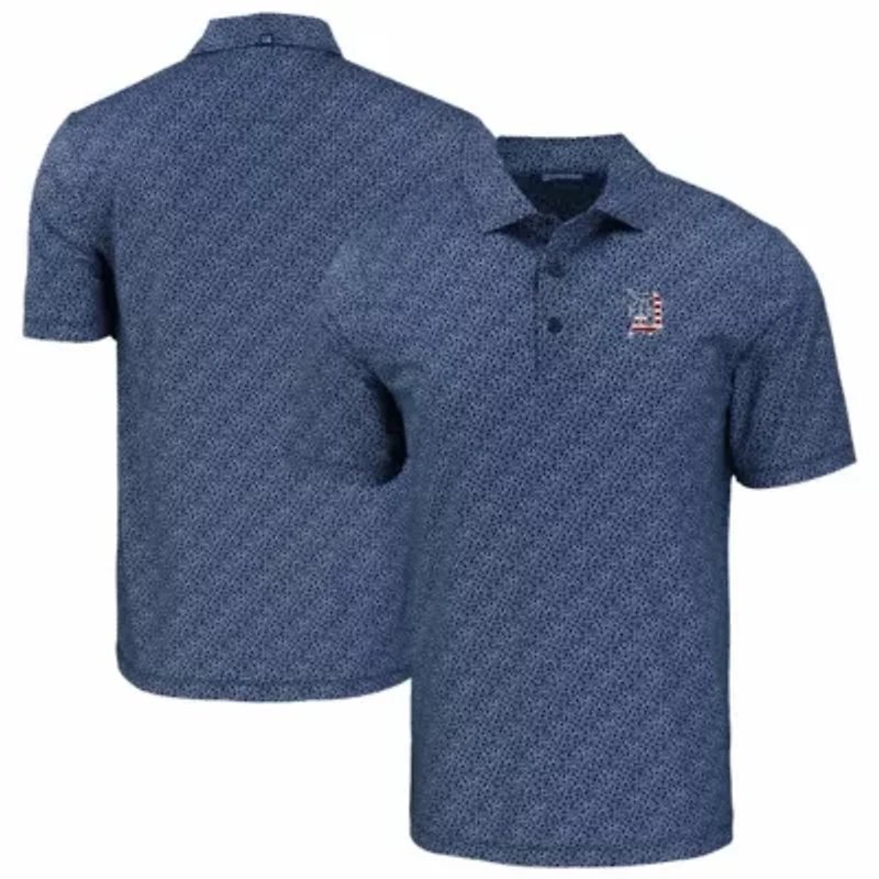 MLB Detroit Tigers Pike Eco Pebble Print Stretch Recycled Polo