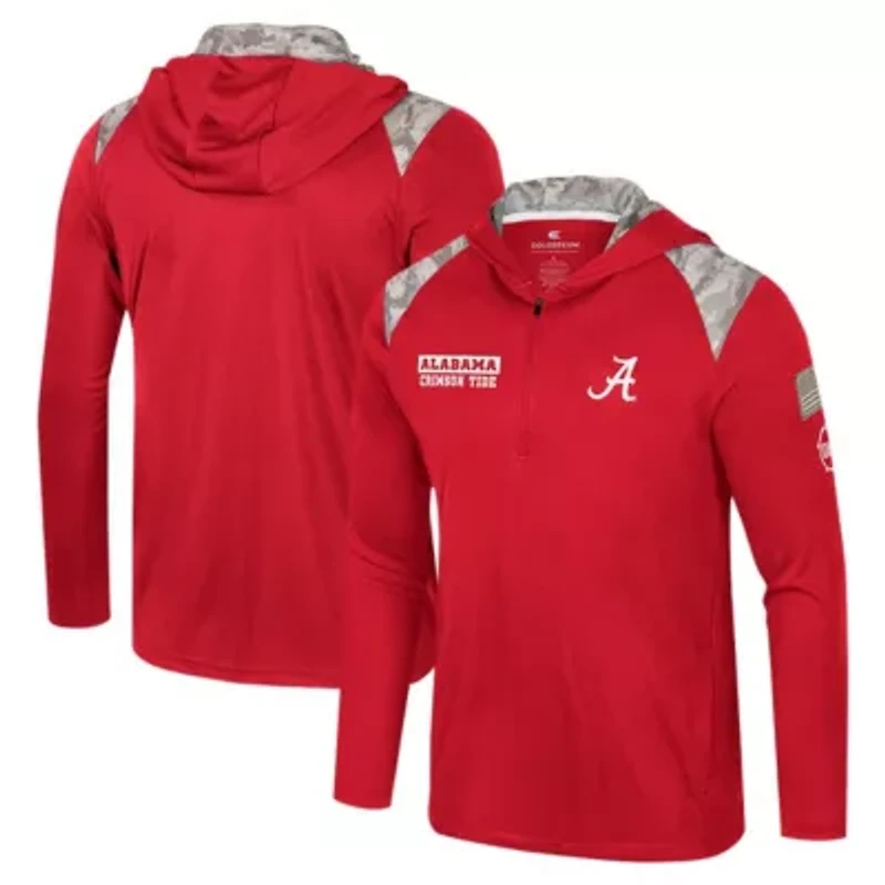 Alabama Crimson Tide NCAA OHT Military Appreciation Quarter-Zip Hoodie Jacket