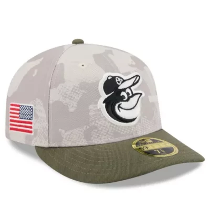 MLB Light Beige/Olive Baltimore Orioles 2025 Armed Forces Day Low 59FIFTY Fitted Hat