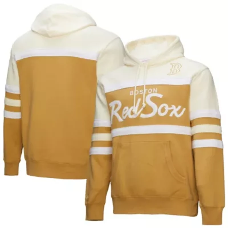 Boston Red Sox MLB Tan/Cream Head Coach Pullover Hoodie