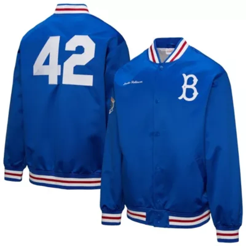 Cooperstown Teams Jackie Robinson Brooklyn Dodgers Legends Collection Vintage Satin Full-Snap Jacket