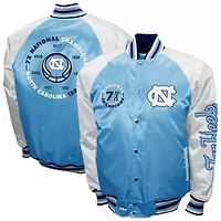 NCAA Franchise Club Carolina North Tar Heels Satin Full-Snap Jacket