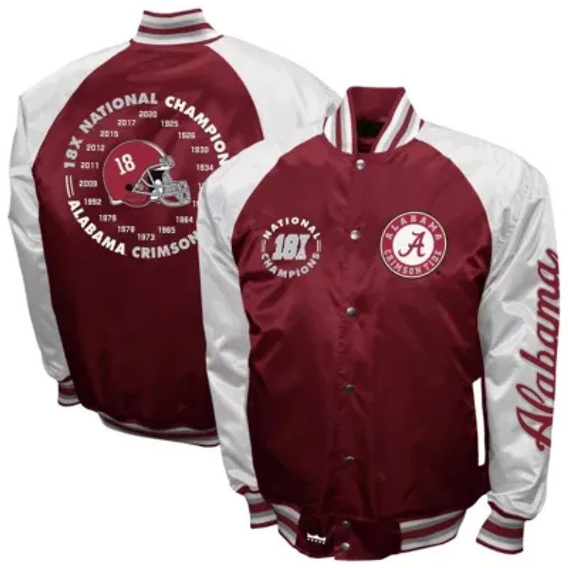 Alabama Crimson Tide NCAA Franchise Club Satin Full-Snap Jacket