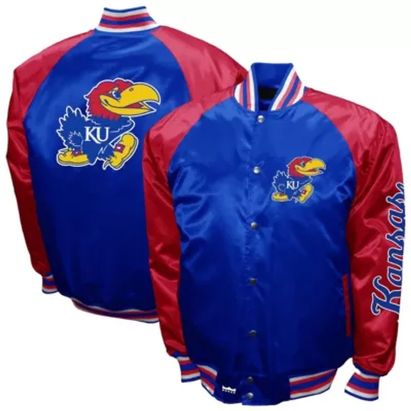 NCAA Franchise Club Kansas Jayhawks Satin Full-Snap Jacket