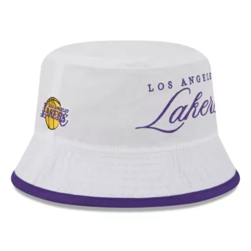 NBA White/Purple Los Angeles Lakers 2025 Draft Nylon Bucket Hat