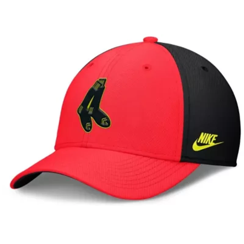 Boston Red Sox MLB Nike Crimson/Black Neon 90s Rise SwooshFlex Hat